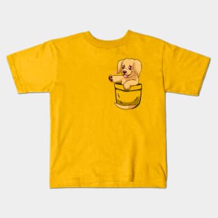 Pocket Cute Golden Labrador Dog Kids T-Shirt